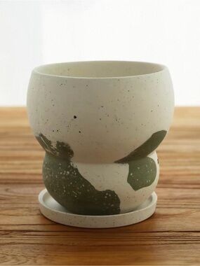 Plant Pot indoor speckled cream ceramic planter